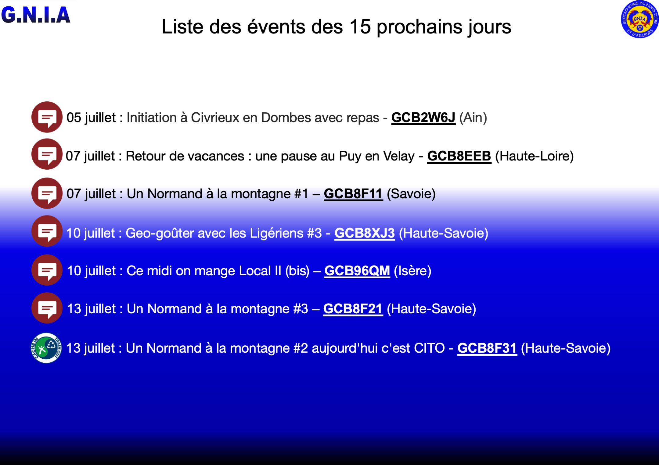 You are currently viewing Les Events des 15 prochains jours