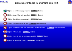 Lire la suite à propos de l’article Les Events des 15 prochains jours