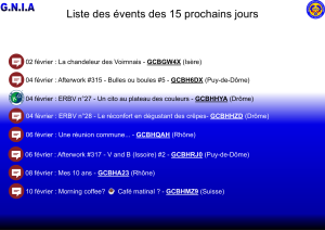 Lire la suite à propos de l’article Les Events des 15 prochains jours