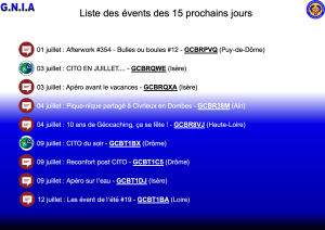 Lire la suite à propos de l’article Les Events des 15 prochains jours