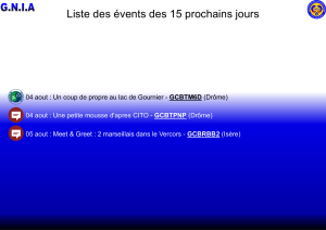 Lire la suite à propos de l’article Les Events des 15 prochains jours