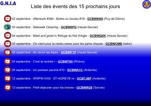 Lire la suite à propos de l’article Les Events des 15 prochains jours
