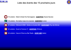 Lire la suite à propos de l’article Les Events des 15 prochains jours